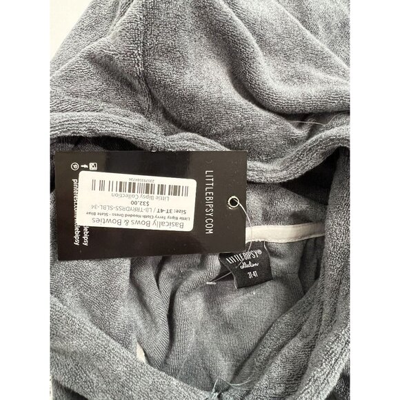 Little Bipsy Terry Cloth Hooded Dress in Slate Blue - Picture 3 of 3